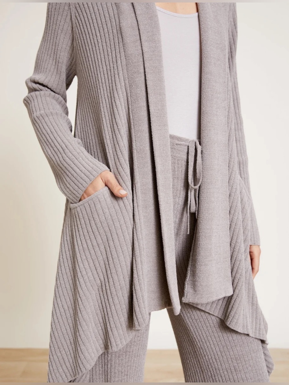 NWOT $158 Barefoot Dreams Draped Ribbed Shawl Collar Cardigan size Small